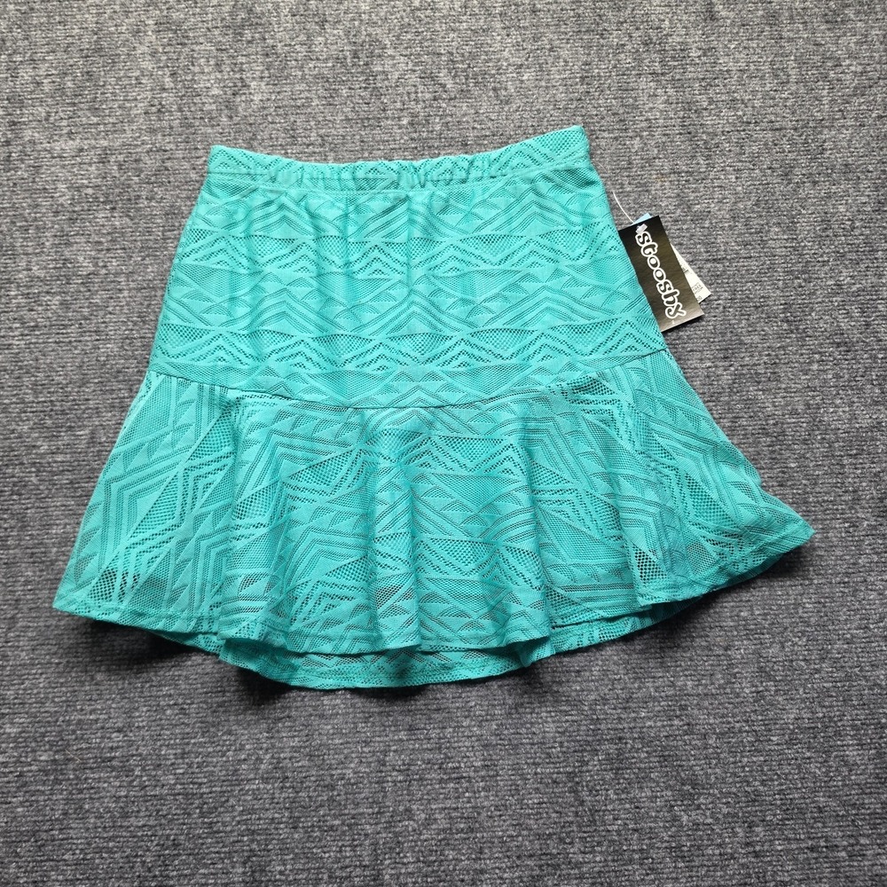 Stooshy Juniors Size S Seafoam Green Chevron Lace Drop Waist Ruffle Skirt NWT